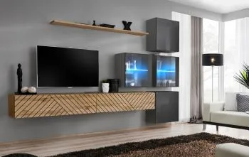 Meblościanka SWITCH LAMEL XIX szara/dąb wotan