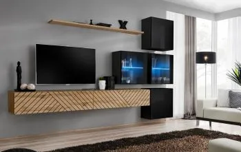 Meblościanka SWITCH LAMEL XIX czarna/dąb wotan