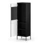 Witryna MAGGIORE czarna mat na metalowych nogach I sklep meblowy MIRAT. styl GLAMOUR, RYFLOWANY