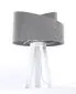 Lampa stołowa GEMSTONE szara/srebrna/biała na drewnianym trójnogu | MIRAT.