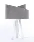 Lampa stołowa GEMSTONE szara/srebrna/biała na drewnianym trójnogu | MIRAT.