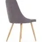 Szare krzesło do jadalni i salonu tapicerowane materiałem na czterech nogach K285