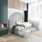 Łóżko młodzieżowe SORA 2 100x200 jasne szare z tapicerowanym panelem i szufladą I sklep meblowy MIRAT.