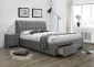 Szare łóżko podwójne tapicerowane tkaniną PERCY