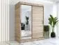 Szafa przesuwna MODUO COMFORT 3 150 dąb sonoma z listwami i z lustrem | MIRAT.  kolekcja MODUO COMFORT