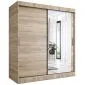 Szafa przesuwna MODUO COMFORT 2 180 dąb sonoma z listwami i z lustrem | MIRAT. kolekcja MODUO COMFORT