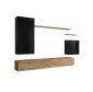 Meblościanka SWITCH LAMEL II czarna/dąb wotan ryflowane fronty I sklep meblowy MIRAT. styl RYFLOWANY kolekcja SWITCH LAMEL
