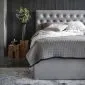 Łóżko kontynentalne VIVRE VELVET 180x200 szare z pojemnikiem welurowe | MIRAT. w stylu GLAMOUR kolekcja