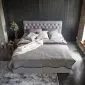 Łóżko kontynentalne VIVRE VELVET 180x200 szare z pojemnikiem welurowe | MIRAT. w stylu GLAMOUR kolekcja