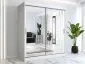Szafa przesuwna MODUO COMFORT 180 biała mat z dwoma lustrami do sypialni | MIRAT. kolekcja MODUO COMFORT