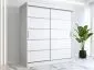 Szafa przesuwna MODUO COMFORT 180 biała mat z ozdobnymi listwami do sypialni | MIRAT.  kolekcja MODUO COMFORT