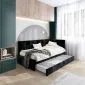 Łóżko młodzieżowe AURA 2 120x200 czarne z tapicerowanym zagłówkiem i szufladą I sklep meblowy MIRAT.