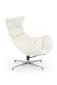 Biały fotel z naturalnej skóry na metalowych nogach obrotowy do salonu LUXOR Halmar