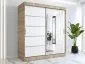 Szafa przesuwna MODUO COMFORT 2 180 dąb sonoma/biała mat z jednym lustrem | MIRAT.  kolekcja MODUO COMFORT