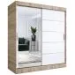 Szafa przesuwna MODUO COMFORT 3 180 dąb sonoma/biała mat z jednym lustrem | MIRAT.  kolekcja MODUO COMFORT