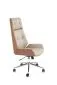 Fotel biurowy WEBSTER beżowy/orzechowy skórzany I sklep meblowy MIRAT.