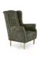 Fotel uszak HERMES oliwkowy na drewnianych nogach I sklep meblowy MIRAT.