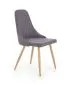 Szare krzesło tapicerowane tkaniną z przeszyciami na stalowych nogach K285