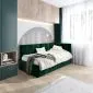 Łóżko młodzieżowe AURA 90x200 zielone tapicerowane z zagłówkiem i pojemnikiem I MIRAT.