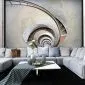 Fototapeta - White spiral stairs-1