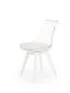 Białe plastikowe krzesło z tapicerowanym ekoskórą siedziskiem  K245