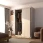 Szafa przesuwna SELLY 140cm kaszmirowa z półkami i drążkami dwudrzwiowa I sklep meblowy MIRAT.