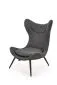 Fotel do salonu ATLANTIS antracytowy tapicerowany tkaniną na metalowych nogach | MIRAT. styl LOFT