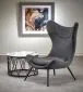 Fotel do salonu ATLANTIS antracytowy tapicerowany tkaniną na metalowych nogach | MIRAT. styl LOFT