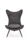 Fotel do salonu ATLANTIS antracytowy tapicerowany tkaniną na metalowych nogach | MIRAT. styl LOFT