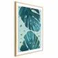 Plakat Zroszone liście 60x90 cm z ramą złotą z marginesem | MIRAT.