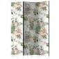 Parawan dwustronny Kwiaty 135x172 cm 3-częściowy szary | MIRAT.