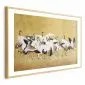 Plakat Japońskie żurawie 42x29,7 cm z ramą złotą z marginesem | MIRAT.