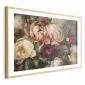 Plakat Piwonie 90x60 cm z ramą złotą z marginesem | MIRAT.