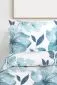 Pościel satynowa FLORIDO 160X200 biała/niebieska 100% bawełny I sklep meblowy MIRAT.