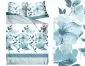 Pościel satynowa FLORIDO 160X200 biała/niebieska 100% bawełny I sklep meblowy MIRAT.