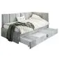 Łóżko młodzieżowe AURA 2 120x200 jasno szare z tapicerowanym panelem L i szufladą I sklep meblowy MIRAT.