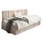 Łóżko młodzieżowe SORA 80x200 beżowe z tapicerowanym oparciem i pojemnikiem I sklep meblowy MIRAT.