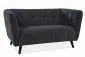 Pikowana czarna sofa na drewnianych nogach wenge CASTELLO VELVET 2