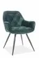 Welurowe zielone krzesło pikowane na czarnych nogach Cherry Velvet