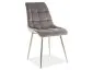 Krzesło CHIC VELVET CHROM szare tapicerowane aksamitem | MIRAT. styl GLAMOUR