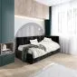 Łóżko młodzieżowe AURA 80x200 czarne z tapicerowanym panelem i skrzynią na pościel I MIRAT.