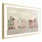 Plakat Kolorowe Fasady 90x60 cm z ramą złotą z marginesem | MIRAT.