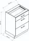 Szafka kuchenna stojąca 60 VITA D60S/3 biała z trzema szufladami | MIRAT.  kolekcja VITA