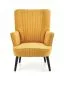 Fotel do salonu DELGADO VELVET musztardowy na drewnianych nogach | MIRAT. styl LOFT