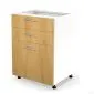 Szafka kuchenna stojąca 60 VENTO D3S-60/82 dąb miodowy z 3 szufladami I sklep meblowy MIRAT. kolekcja VENTO