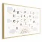 Plakat Literki 90x60 cm z ramą złotą z marginesem | MIRAT.
