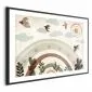 Plakat Tęcza i ptaki 90x60 cm z ramą czarną z marginesem | MIRAT.