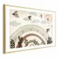 Plakat Tęcza i ptaki 60x40 cm z ramą złotą z marginesem | MIRAT.