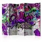 Parawan jednostronny Street art 225x172 cm 5-częściowy fioletowy | MIRAT.