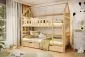 Łóżko piętrowe domek FELIKS 180x80 sosna lakierowana drewniane z pojemnikami I sklep meblowy MIRAT. styl SKANDYNAWSKI kolekcja FELIKS